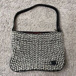 The Sak Elliott Lucca Crochet Black White Shoulder Bag Medium Purse